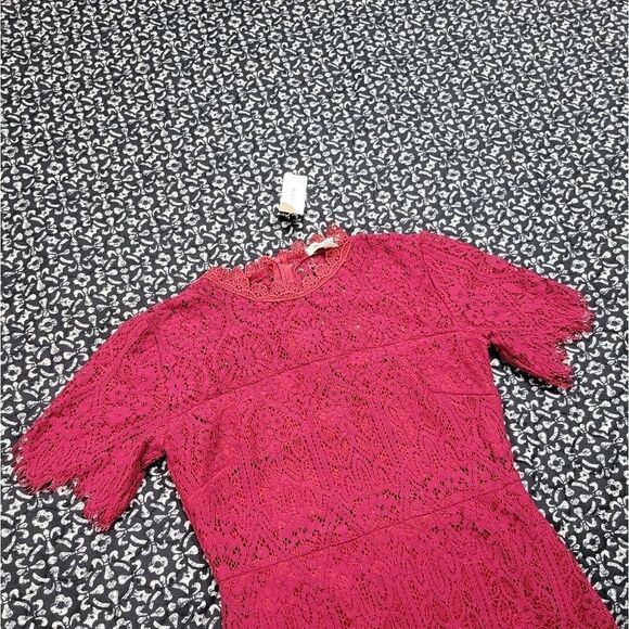 Hot Pink Lace Midi Dress - Picture 2 of 8